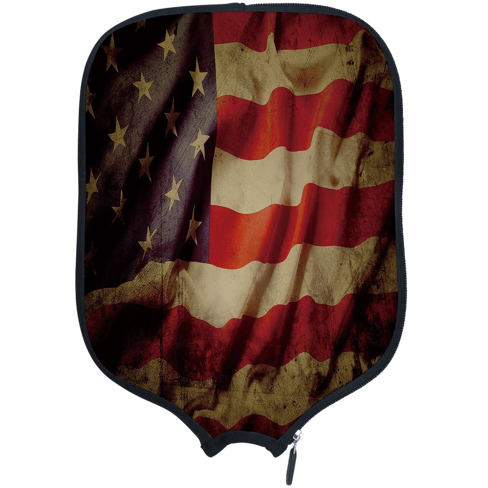 DUNHUANG American Flag Padded Pickleballs Protection Paddles Cover Personalized Cover Paddles Case Rackets Cover Holder Sleeve Case Protector, Fits Most Paddles, Rackets,082