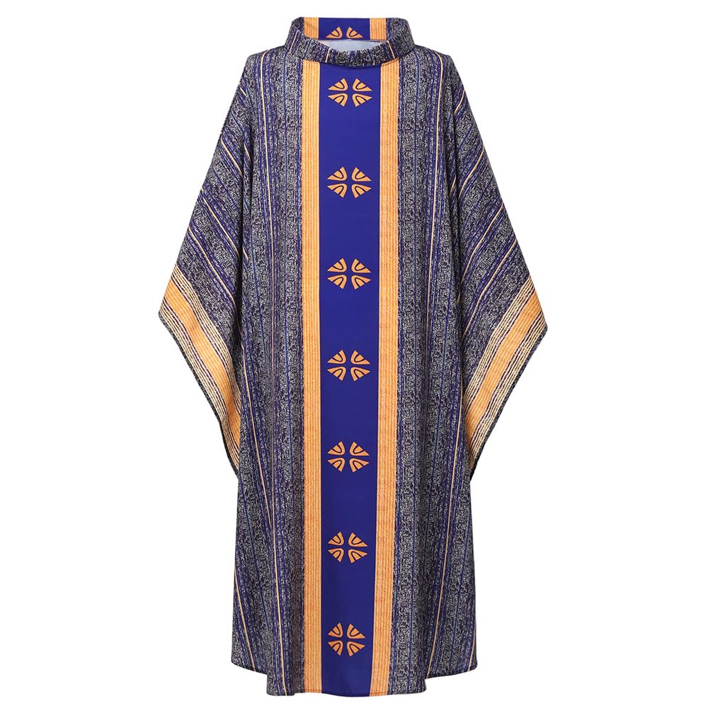 BLESSUME Priest Liturgical Chasuble Father Mass Vestments Robe (Purple)