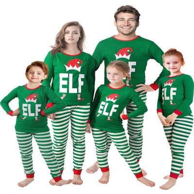 Family Feeling Baby Infant Holiday Christmas Elf Matching Family Long Sleeves Pajamas Set Green Size 12-18 Monthes