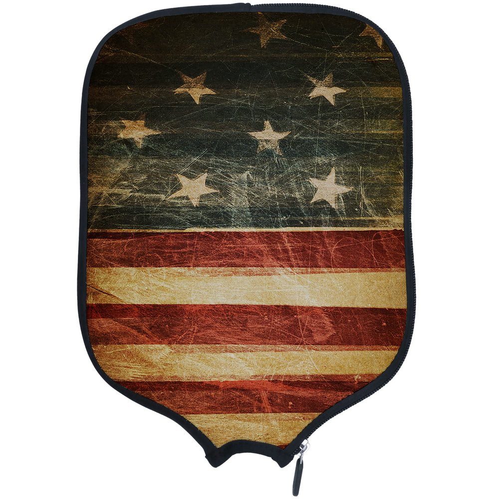DUNHUANG American Flag Padded Pickleballs Protection Paddles Cover Personalized Cover Paddles Case Rackets Cover Holder Sleeve Case Protector, Fits Most Paddles, Rackets,048