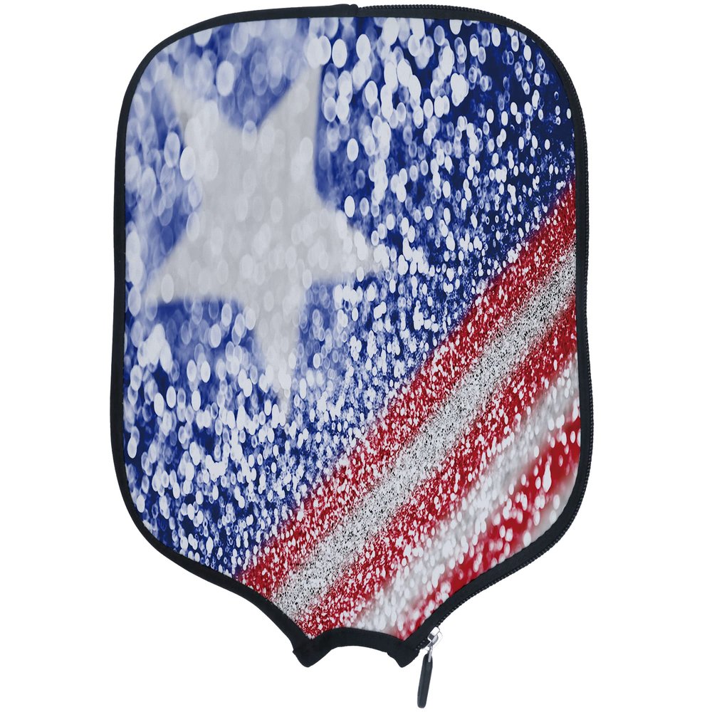 DUNHUANG American Flag Padded Pickleballs Protection Paddles Cover Personalized Cover Paddles Case Rackets Cover Holder Sleeve Case Protector, Fits Most Paddles, Rackets,028
