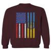 America Ukraine Vintage Flag Support I Stand with Ukrainian Peace Protest Men's Crewneck Sweatshirt (Maroon Large) view 1