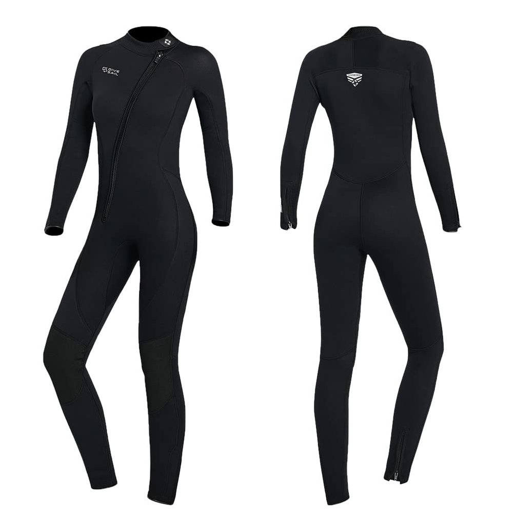 Wet Suits for Women Men Full Body 3MM Neoprene Wetsuit Diving Suit in Cold Water, Long Sleeves Front Zip Scuba Wetsuits One Piece Thermal Swimsuit for Surfing Snorkeling (3MM Women Black, Small)