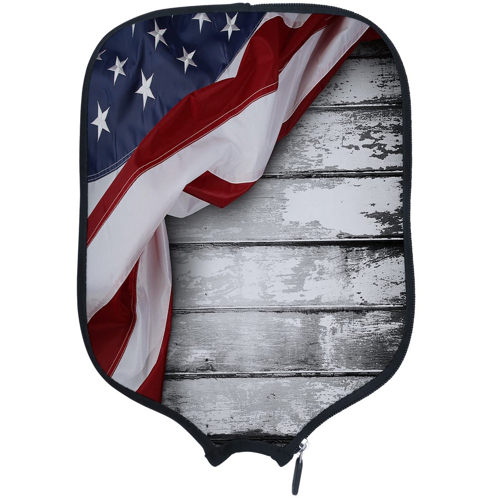 DUNHUANG American Flag Padded Pickleballs Protection Paddles Cover Personalized Cover Paddles Case Rackets Cover Holder Sleeve Case Protector, Fits Most Paddles, Rackets,055