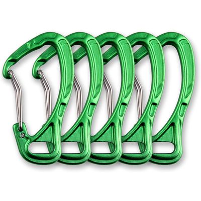 CRAZY SHARK Fishing Aluminum Alloy Carabiner Keychain Outdoor Camping Climbing Snap Clip Lock Buckle Hook Fishing Tool (Green-5pcs)