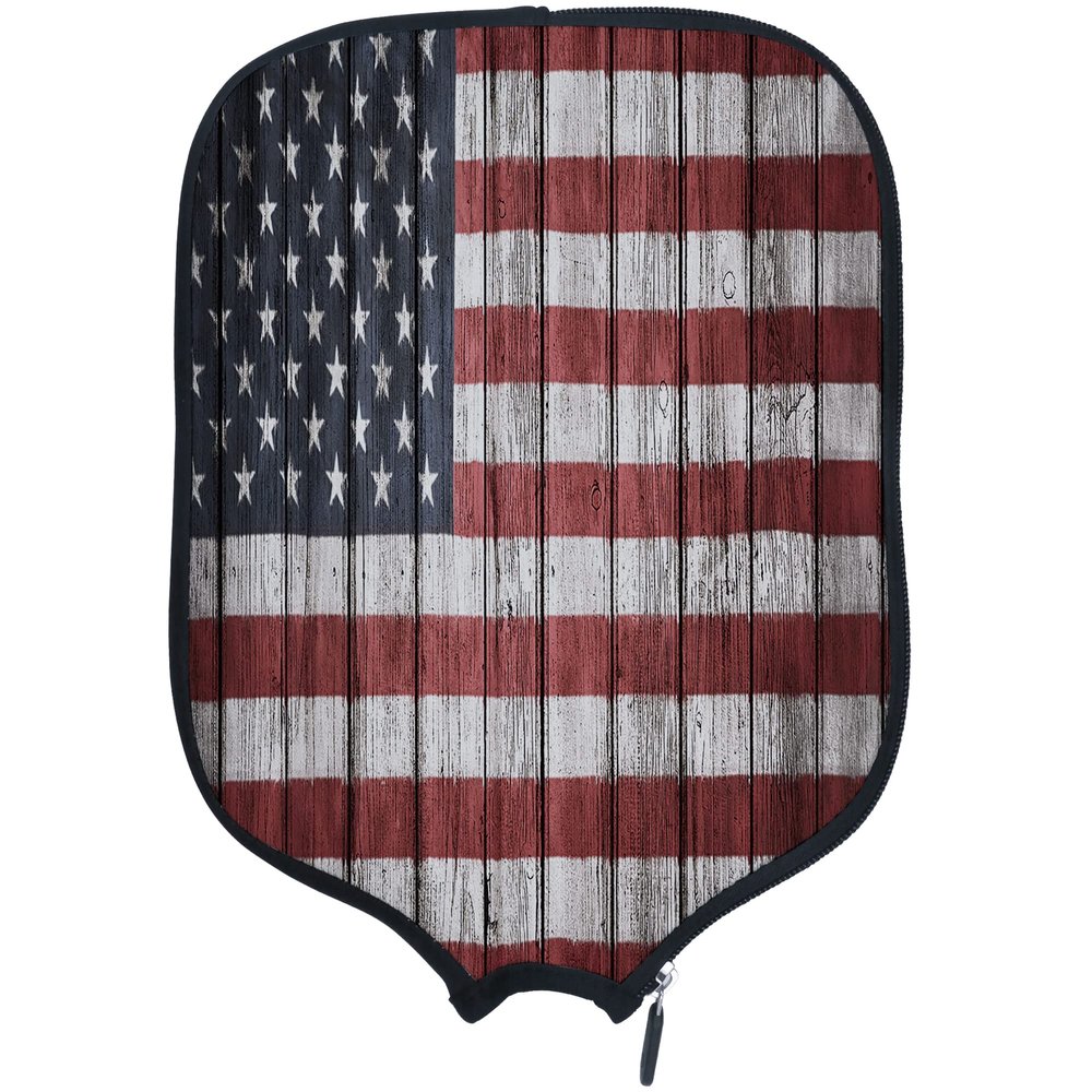 DUNHUANG American Flag Padded Pickleballs Protection Paddles Cover Personalized Cover Paddles Case Rackets Cover Holder Sleeve Case Protector, Fits Most Paddles, Rackets,035