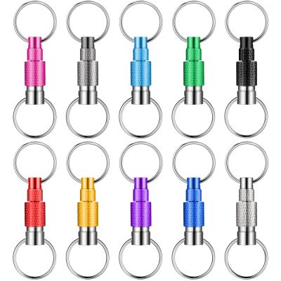 Funrous 10 Packs Detachable Keychain Quick Release Pull Apart Key Ring with 2 Split Rings for Bag Purse Belt (Multicolor)