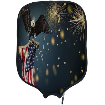 DUNHUANG American Flag Padded Pickleballs Protection Paddles Cover Personalized Cover Paddles Case Rackets Cover Holder Sleeve Case Protector, Fits Most Paddles, Rackets,067