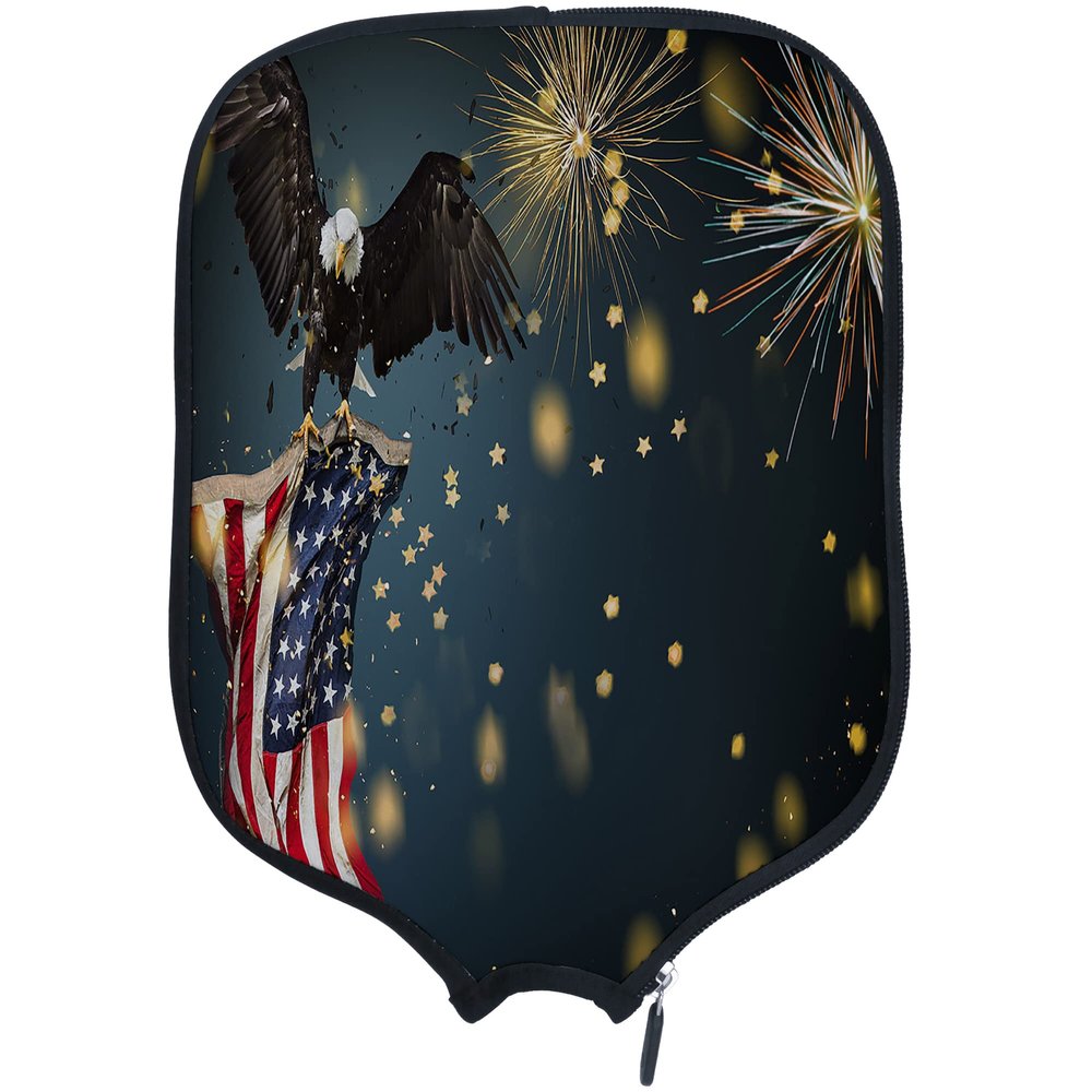 DUNHUANG American Flag Padded Pickleballs Protection Paddles Cover Personalized Cover Paddles Case Rackets Cover Holder Sleeve Case Protector, Fits Most Paddles, Rackets,067