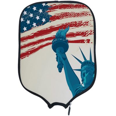 DUNHUANG American Flag Padded Pickleballs Protection Paddles Cover Personalized Cover Paddles Case Rackets Cover Holder Sleeve Case Protector, Fits Most Paddles, Rackets,070