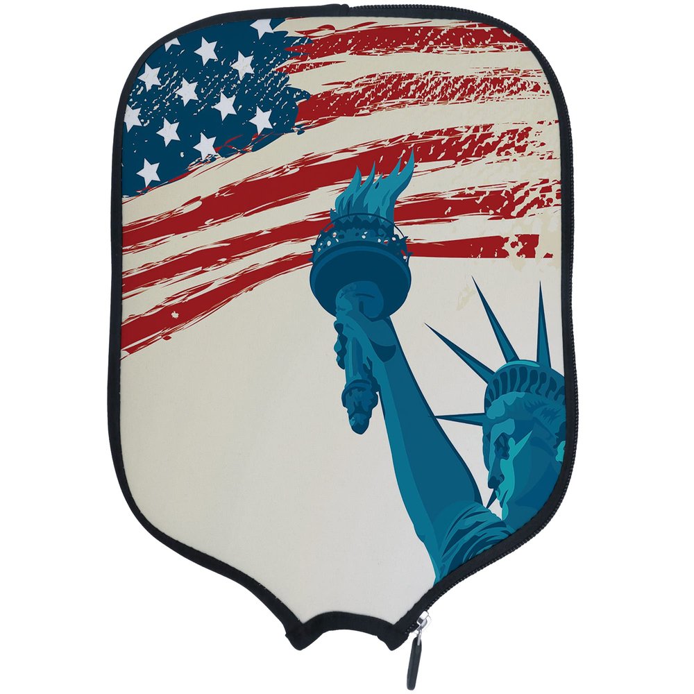 DUNHUANG American Flag Padded Pickleballs Protection Paddles Cover Personalized Cover Paddles Case Rackets Cover Holder Sleeve Case Protector, Fits Most Paddles, Rackets,070