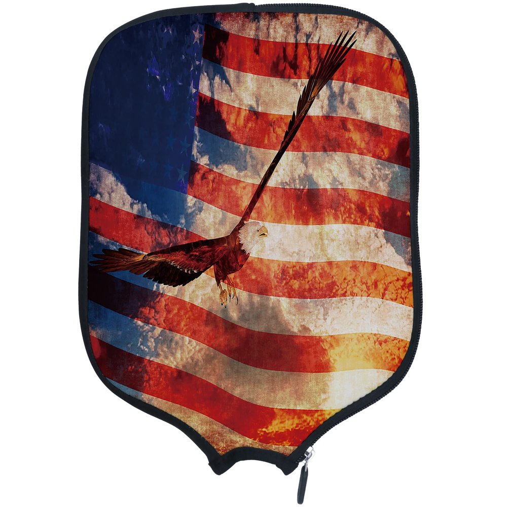 DUNHUANG American Flag Padded Pickleballs Protection Paddles Cover Personalized Cover Paddles Case Rackets Cover Holder Sleeve Case Protector, Fits Most Paddles, Rackets,029