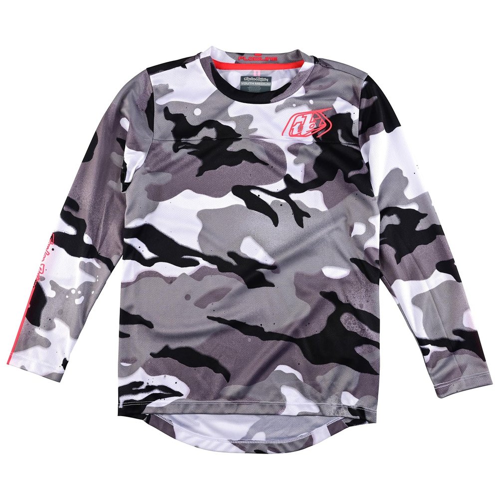 Troy Lee Designs Cycling MTB Bicycle Mountain Bike Jersey Shirt for Girls & Boys, Youth Flowline LS (White, Small)