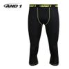 AND1 Mens Baselayer Pants - Athletic Compression Tights for Men, Performance Base Layer Pants for Gym, Sports & Running, Size Large, Black/Crop view 4