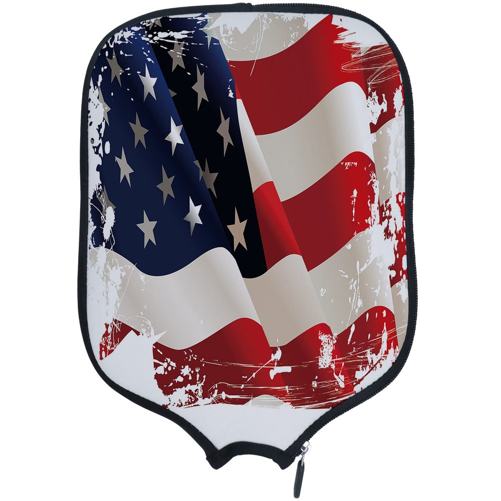 DUNHUANG American Flag Padded Pickleballs Protection Paddles Cover Personalized Cover Paddles Case Rackets Cover Holder Sleeve Case Protector, Fits Most Paddles, Rackets,071