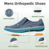 OrthoComfoot Men's Orthopedic Loafers and Slip-On, Diabetic Sneakers with Soft Cushion Footbed, Plantar Fasciitis Driving Shoes for Flat Feet Blue Size 9.5 view 3