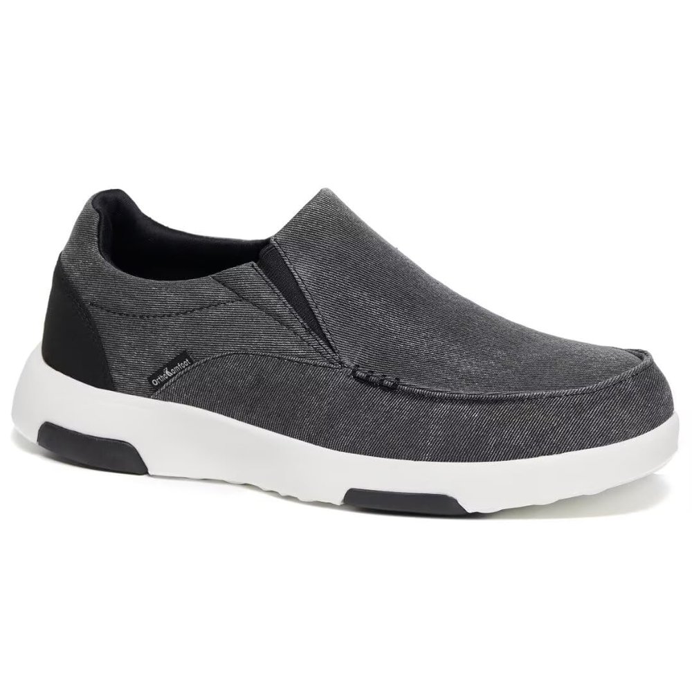 OrthoComfoot Men's Orthopedic Shoes for Plantar Fasciitis, Comfortable Heel and Foot Pain Relief Sneakers, Flat Feet Orthotic Loafers with Arch Support Black Size 8