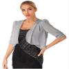 renvena Womens Chiffon Shrugs Lightweight Cardigans Half Sleeve Open Front Bolero for Evening Dress Gray Small view 3