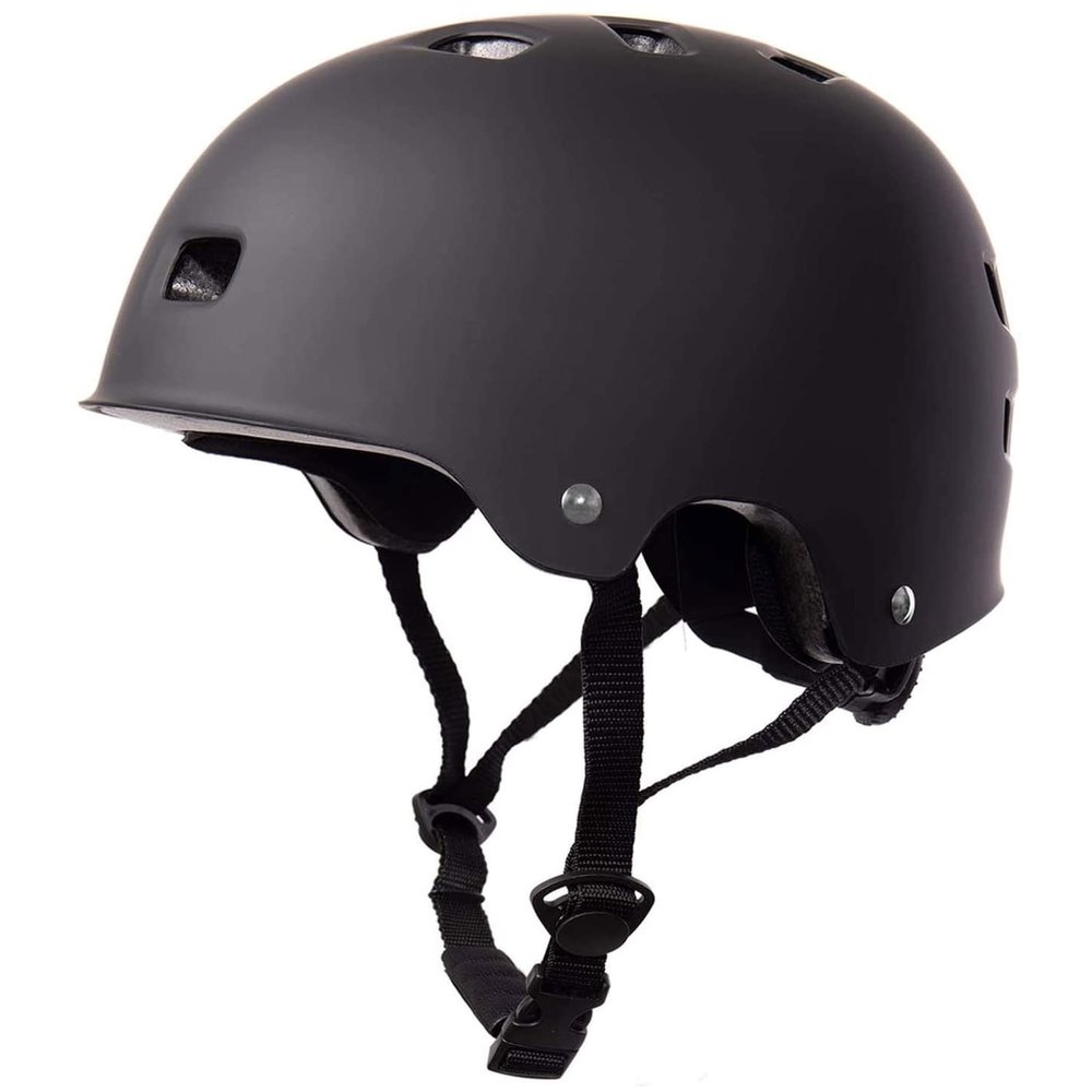 TurboSke Skateboard Helmet, BMX Helmet, Multi-Sport Helmet, Bike Helmet for Kids, Youth, Men, Women (MBlack, S/M (20.5"-22.8"))