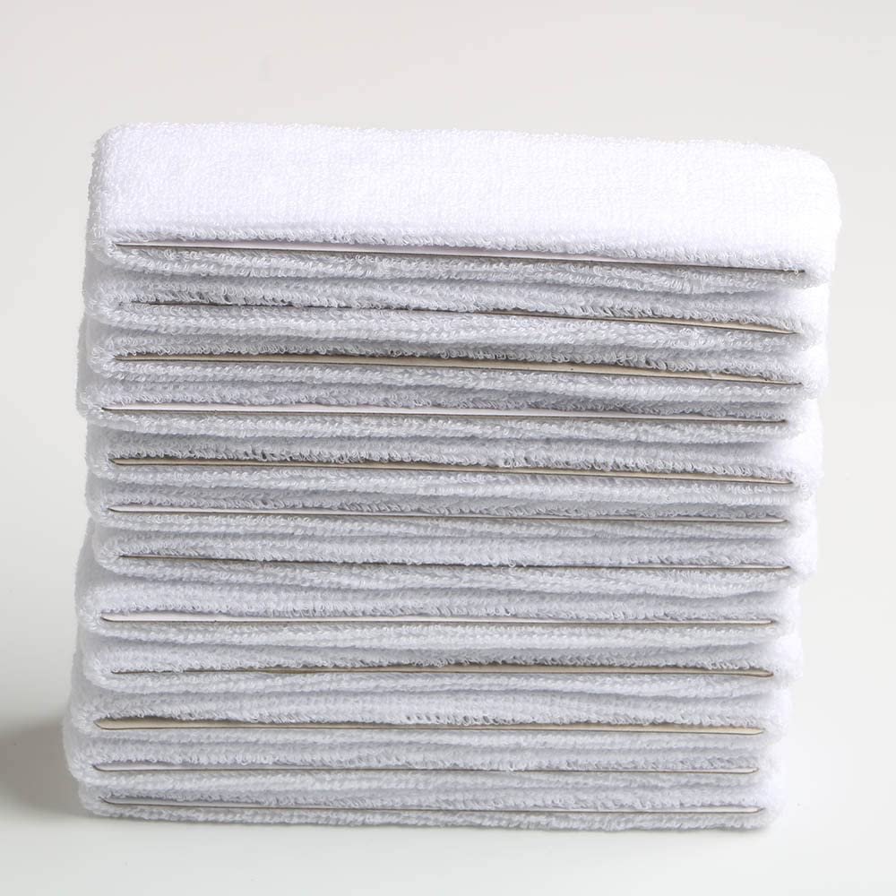 Cotton Sweatband Headbands,Pack of 12,Elastic Stretchy Sport Terry Cloth Moisture Wicking Sweat Bands,Yoga Workout Fitness Exercise Basketball Headband (White)