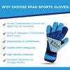 EFAH SPORTS Soccer Goalkeeper Gloves for Kids Boys Children Youth Football Goalie Gloves with Fingersave and Double Wrist Protection Strong Grip Palms (Size 4 Suitable for 6 to 9 Years Old, Blue) view 4
