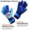 EFAH SPORTS Soccer Goalkeeper Gloves for Kids Boys Children Youth Football Goalie Gloves with Fingersave and Double Wrist Protection Strong Grip Palms (Size 6 Suitable for 13 to 15 Years Old, Blue) view 3