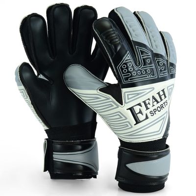EFAH SPORTS Soccer Goalkeeper Gloves for Kids Boys Children Youth Football Goalie Gloves with Fingersave and Double Wrist Protection Strong Grip Palms (Size 7 Suitable for Size S-M Adult, Grey)