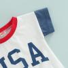 Baby Boys Short Sleeve Romper T-Shirt Tops USA Print Casual Tee Shirts Blouse Summer Clothes (6-9 Months, Little Brother) view 4
