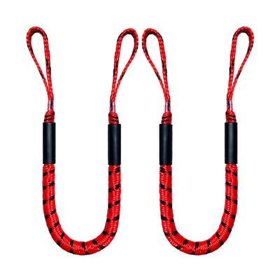 Bungee Dock Line, Mooring Rope, Marine Anchor Line - Accessory for Docking Pontoon Boat, Seadoo, Bass Boat, Jet Ski, Kayak, Watercraft, WaveRunner (Red) 4-5.5FT