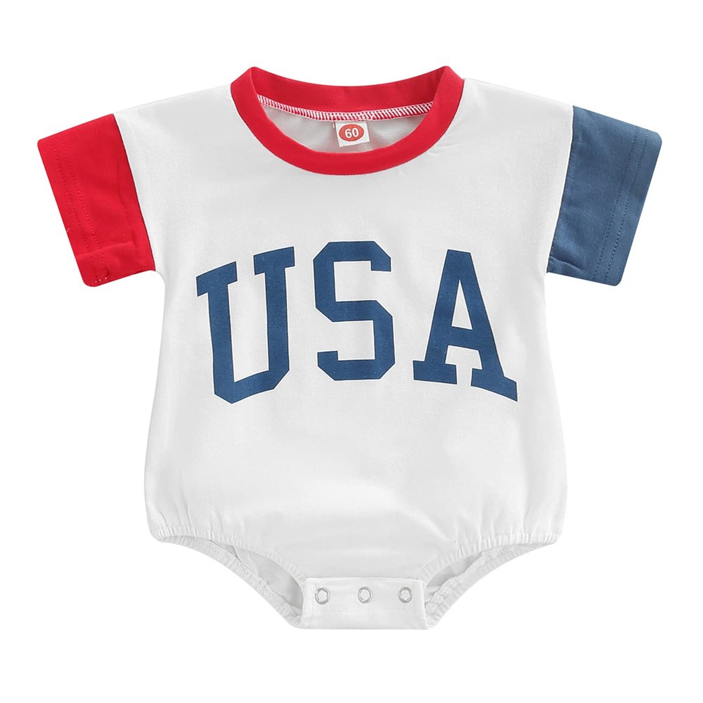 Baby Boys Short Sleeve Romper T-Shirt Tops USA Print Casual Tee Shirts Blouse Summer Clothes (0-3 Months, Little Brother)