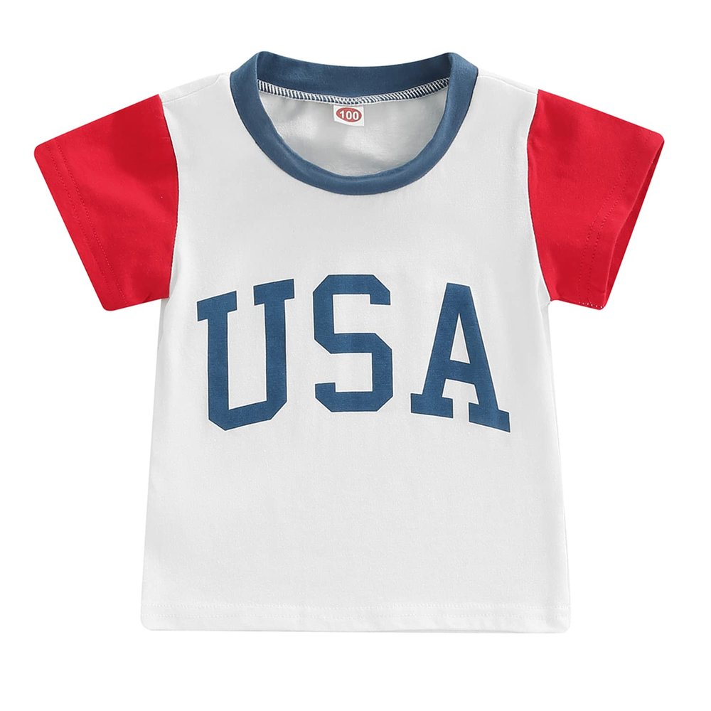 Baby Boys Short Sleeve Romper T-Shirt Tops USA Print Casual Tee Shirts Blouse Summer Clothes (2T, Big Brother)