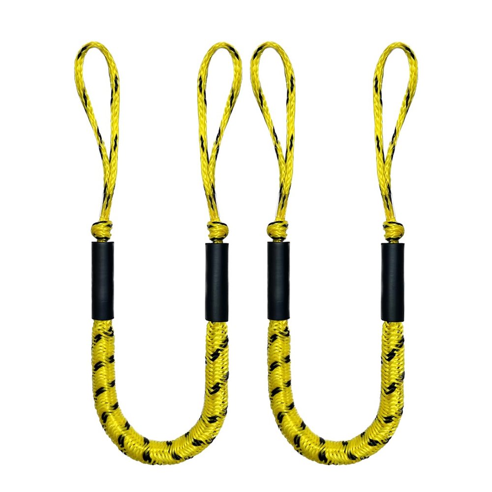 Bungee Dock Line, Mooring Rope, Marine Anchor Line - Accessory for Docking Pontoon, Seadoo, Bass Boat, Jet Ski, Kayak, WaveRunner - 4-5.5FT (Yellow)