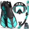 Ubekezele Snorkeling Gear for Adults Men Women,4 in 1 Snorkel Set with Panoramic View Diving Mask Anti-Fog Anti-Leak,Dry Top Snorkel,Fins and Travel Bag for Swimming,Snorkeling and Travel Diving view 1