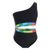 ABOCIW Girls One Piece Swimsuit One Shoulder Cut Out Bathing Suits Kids Summer Beach Swimwear Black One Shoulder 2-3 Years view 1