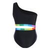 ABOCIW Girls One Piece Swimsuit One Shoulder Cut Out Bathing Suits Kids Summer Beach Swimwear Black One Shoulder 2-3 Years view 2