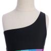 ABOCIW Girls One Piece Swimsuit One Shoulder Cut Out Bathing Suits Kids Summer Beach Swimwear Black One Shoulder 2-3 Years view 3