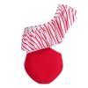 ABOCIW Girls Swimsuit Striped Ruffle One Shoulder Cut Out One Piece Bathing Suits Kids Summer Swimwear Red One Shoulder 7-8 Years view 3