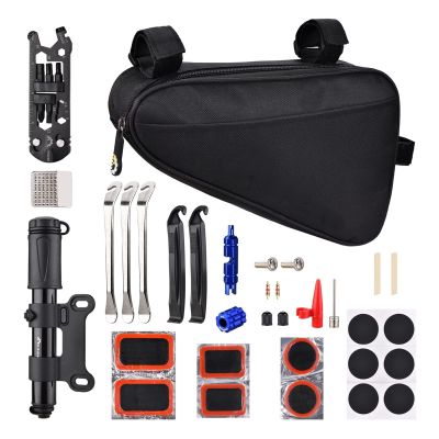 jianfengshop Bike Repair Kit Portable Bicycle Repairing Tools Kit Tire Fixing Kit Bag with Tire Pump Tools Tire Tube Patches Cycling Tool Set