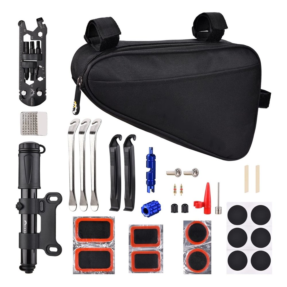 jianfengshop Bike Repair Kit Portable Bicycle Repairing Tools Kit Tire Fixing Kit Bag with Tire Pump Tools Tire Tube Patches Cycling Tool Set