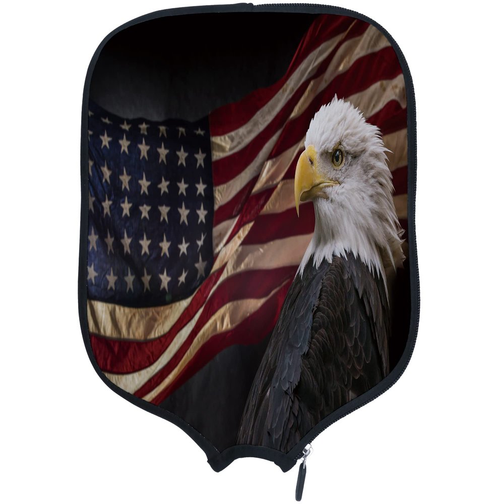 DUNHUANG American Flag Padded Pickleballs Protection Paddles Cover Personalized Cover Paddles Case Rackets Cover Holder Sleeve Case Protector, Fits Most Paddles, Rackets,112