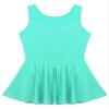 Moggemol Kids Girls Figure Ice Skating Leotard Dress Rhinestone Mesh Splice Roller Skating Dance Performance Costume Mint 10 Years view 3