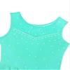 Moggemol Kids Girls Figure Ice Skating Leotard Dress Rhinestone Mesh Splice Roller Skating Dance Performance Costume Mint 10 Years view 4