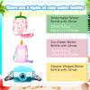 3 Pieces Cute Water Bottles with Straws Creative Kawaii Camera Shaped Ice Cream Bar Watermelon Adjustable Strap Plastic Water Bottle for Travel School Sport Kids (Fresh Style, Red, Pink, Blue) view 2