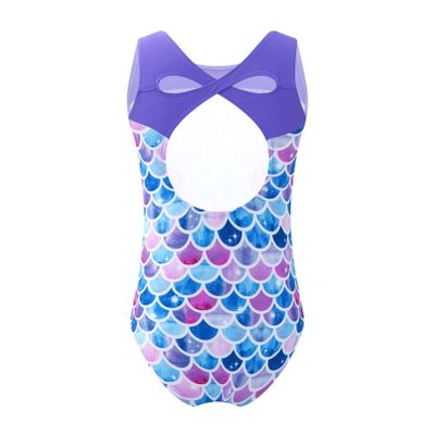 CHICTRY Kids Girls Floral Printed Cutout Back One Piece Gymnastics Leotard Ballet/Swim Shirts Fish Scales 14 Years