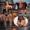 XIUSEMY Women Sexy Bodysuit Fishnet Bodystocking One Piece Badydoll Nightwear (One Size,JC Black) view 3
