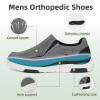 OrthoComfoot Men's Orthopedic Canvas Slip-On, Plantar Fasciitis Flat Feet Heel Pain Relief Loafers, Cushioned Walking Shoes for Shop Black Grey Size 10.5 view 3