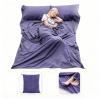 MongByYa Sleeping Bag Liner Lightweight Compact Sleeping Bag Sack Portable Clean Travel Sheet Camping Sleep Sheet for Backpacking Hotel Hiking (Grey Blue, 82.7" X 63) view 1