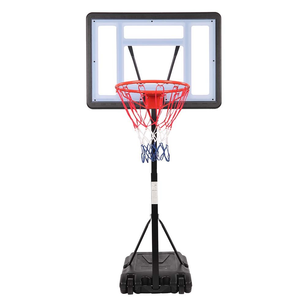 LDQS Basketball Hoop Backboard Stand System Portable Removeable Basketball Hoop & Goals Outdoor/Indoor Poolside Hoop Adjustable Height 1.15m-1.35m Basketball Set, Clear Backboard Black Stand