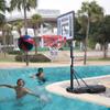 LDQS Basketball Hoop Backboard Stand System Portable Removeable Basketball Hoop & Goals Outdoor/Indoor Poolside Hoop Adjustable Height 1.15m-1.35m Basketball Set, Clear Backboard Black Stand view 2