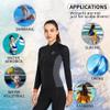 Wetsuit Top Jacket Women Men 3MM Neoprene Long Sleeve Dive Scuba Wet Suit Shirt, 2MM 1.5MM Warm Front Zipper Wetsuits Shirts Vest Surfing Swimming Suit in Cold Water Sports (L, 3MM Black Women) view 2